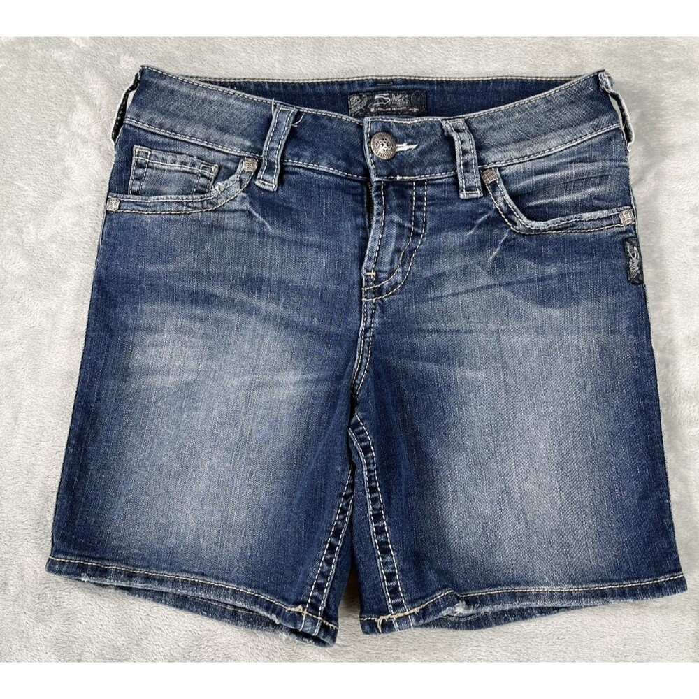 Silver Jeans Co. Suki Mid Rise Denim Shorts Womens W29 Blue Curvy Fit